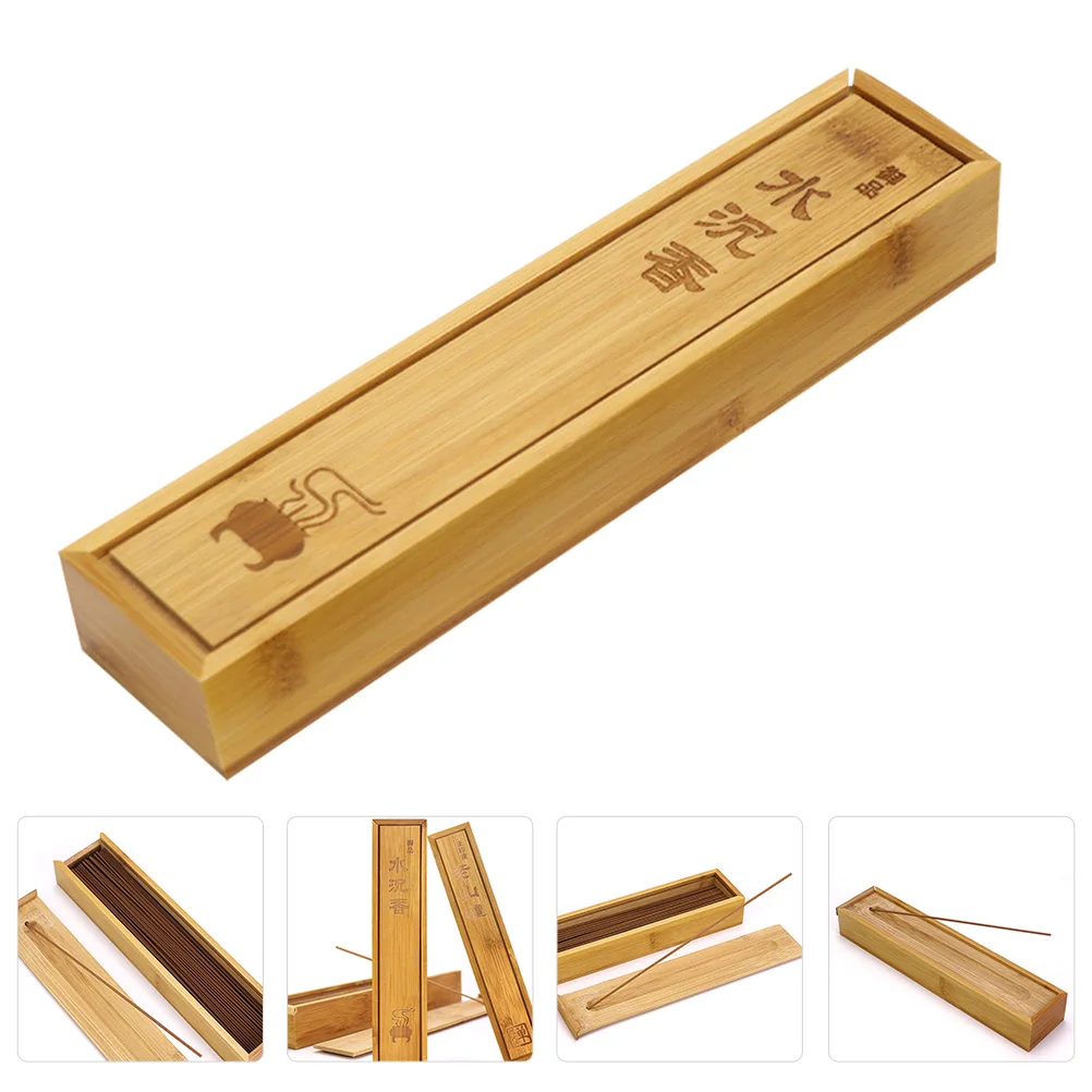 

Holder Stick Burner Box Bamboo Ash Wood Storage Tray Case Wooden Sticks Catcher Vintage Tibetan Handmade Container Creative