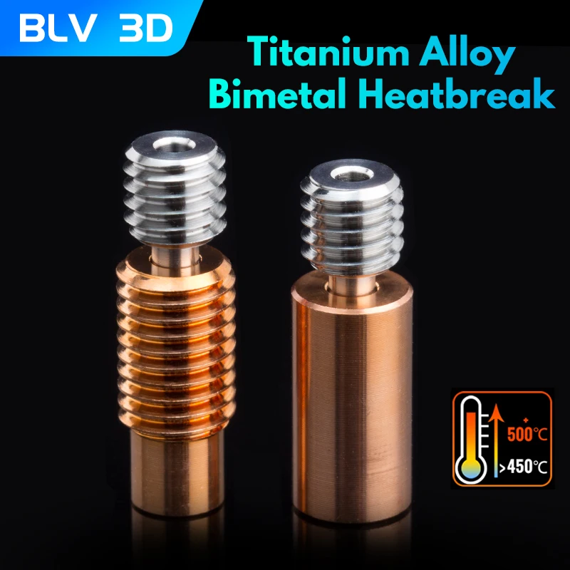 BLV V6 Titanium Alloy Bi-Metal Heatbreak For V6 HOTEND Heater Block For Prusa i3 MK3 Break 1.75MM Filament Smooth loading=lazy