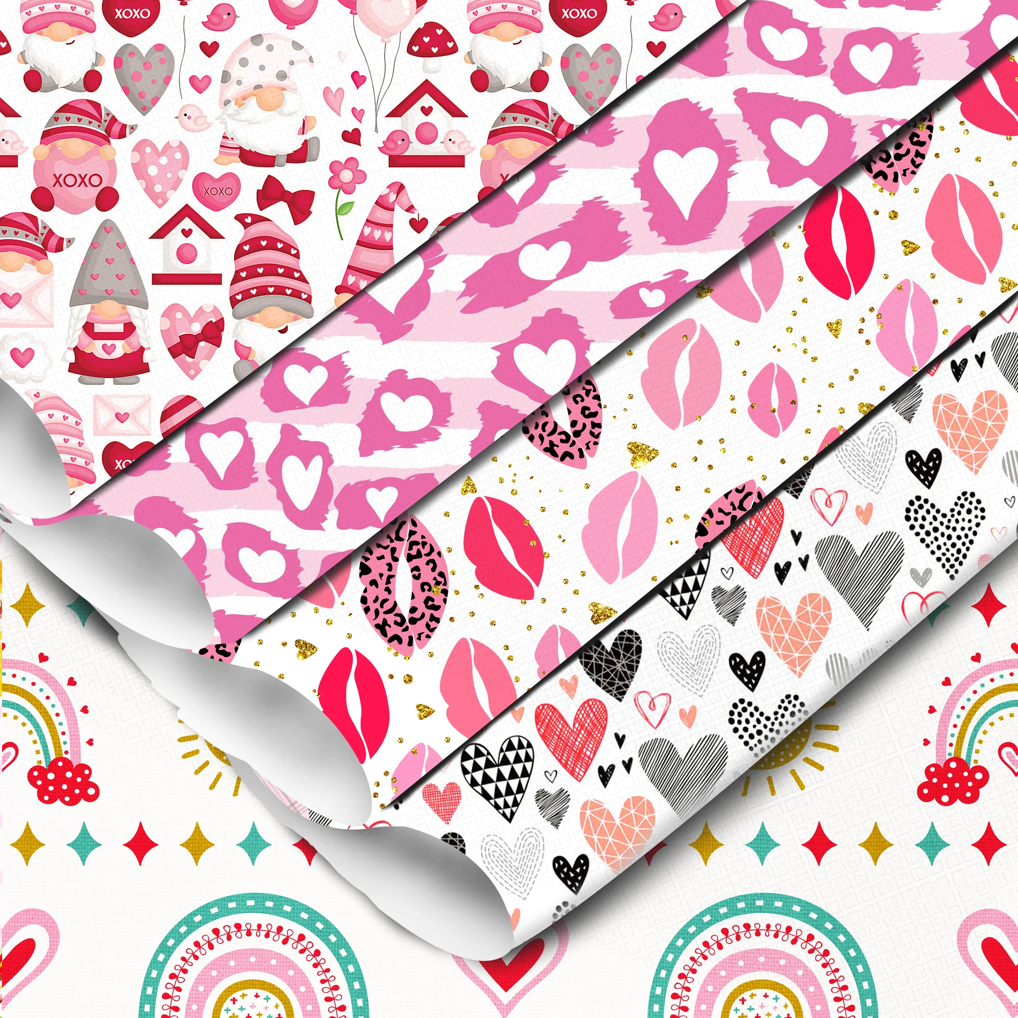 День Святого Валентина, сердца, любовь, конфеты, радуга, розовый тематический синтетический кожаный лист для лука, фотоальбом, винил, 1Yc33457