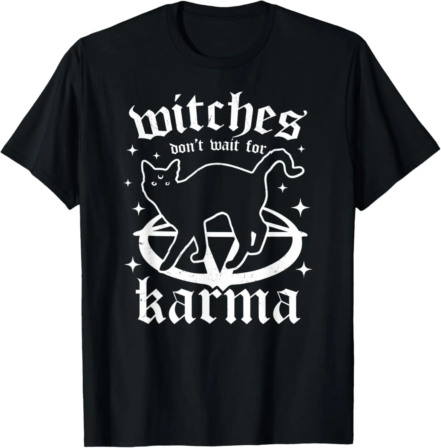 Witches Don't Wait for Karma — Черный кот готическая футболка Witch