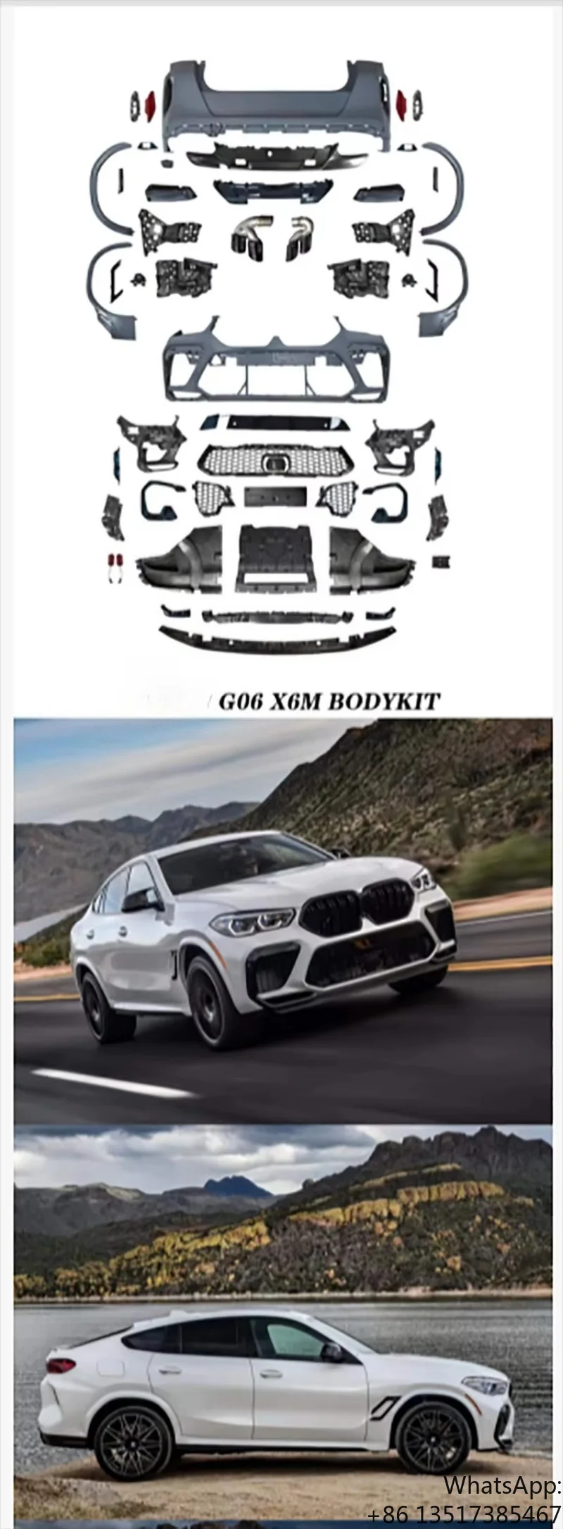 Комплект обвеса для X6 G06 (2018-2023 гг.) в стиле X6M 2023 года, обновление G06 до стиля F96, автомобильные бамперы, элементы кузова (art.: 3920daf577383) - 3920daf577383