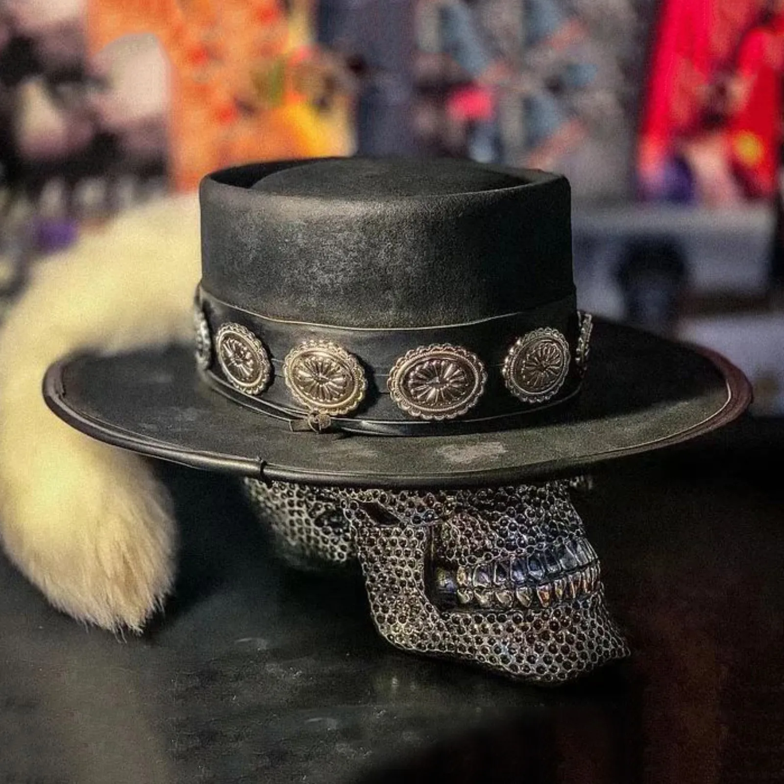 

Hats for Women Peal Fashion Flat Top Wool Hat Solid Color Wool Top Hat Pure Wool Hat N