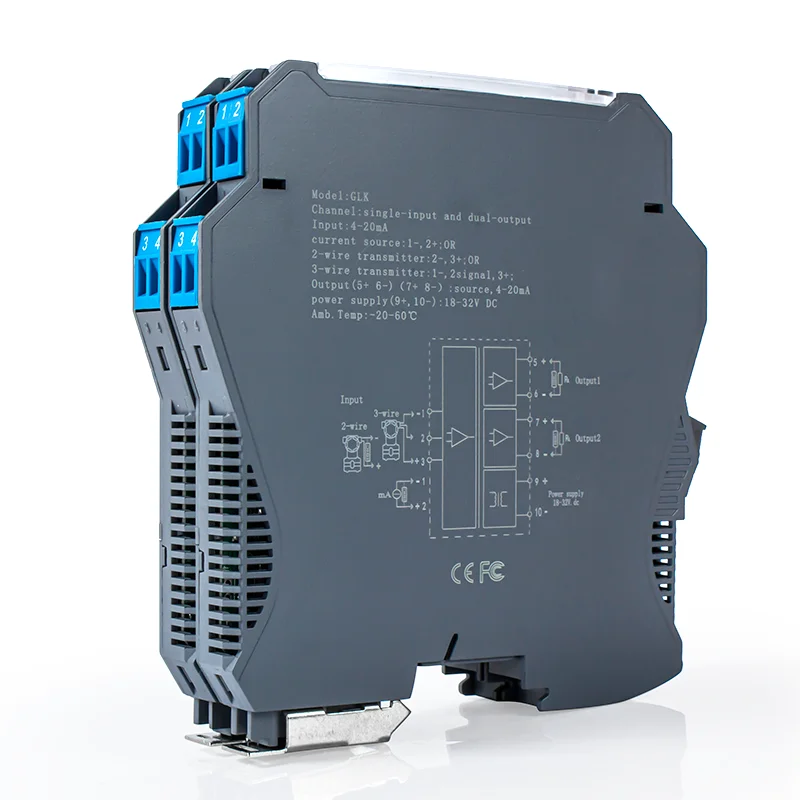 1 In 4 Out 2 35mm DIN Rail Multi-Channel Signal Isolator 4-20mA 0-20mA to 0-10V 0-5V Intelligent Isolation Distrobution