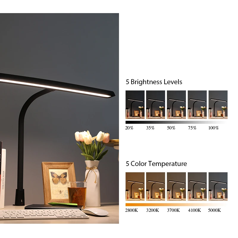 Скидка Светодиодный настольный светильник, архитектурная струбцина для настольной лампы, 24 Вт, яркий рабочий стол, офисный светильник, затемняющи...