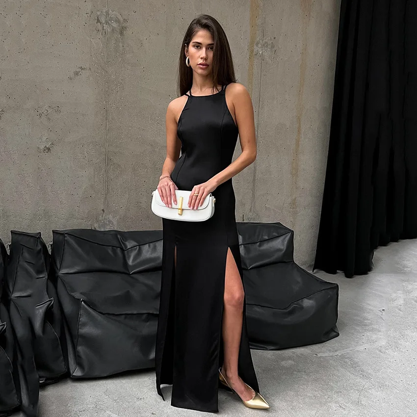 

Женское приталенное платье, Элегантное Длинное Платье с разрезом, весна 2023