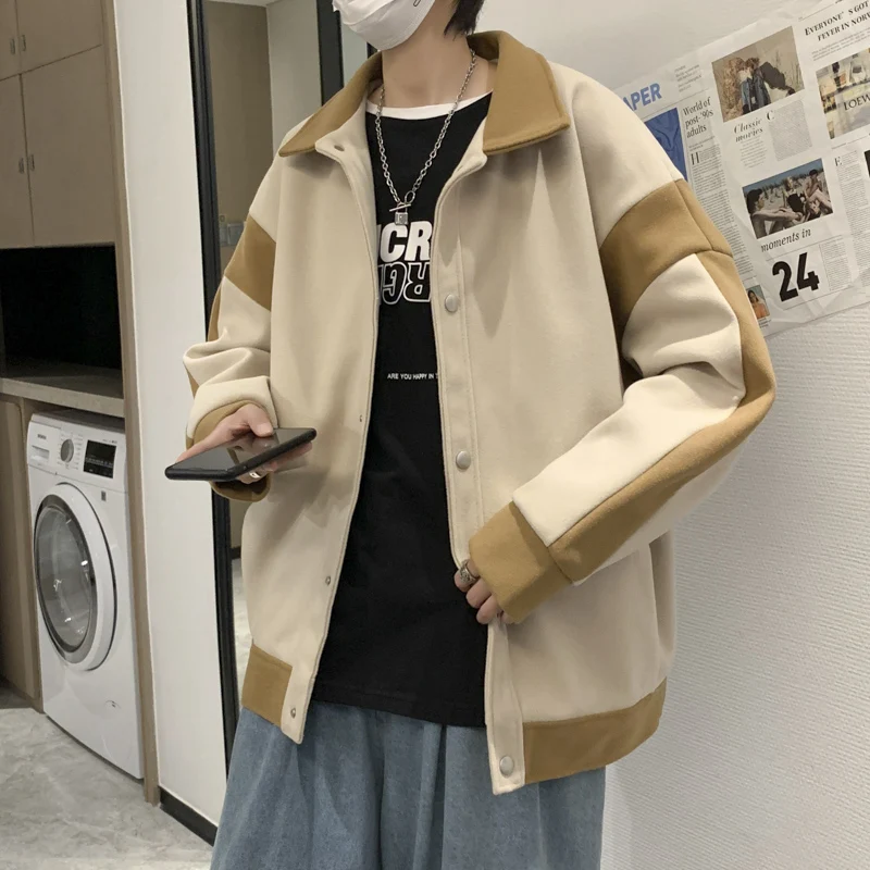 Куртки мужские пэчворк со вставками верхняя одежда осень-зима в Корейском стиле