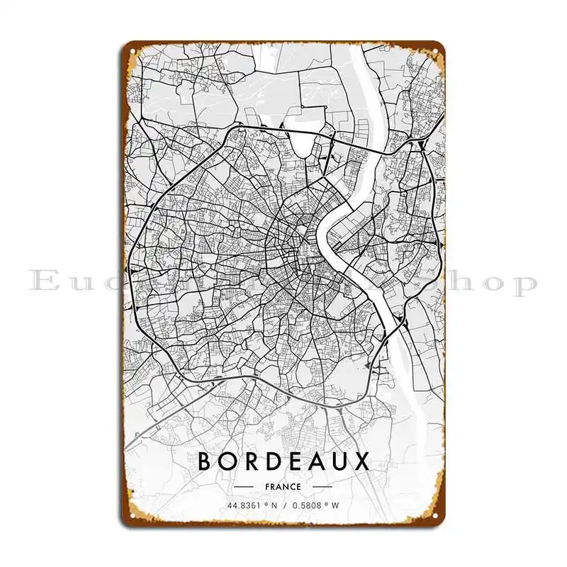 

Бордо Карта города белая металлическая табличка плакат женский Декор Настенная роспись знак оловянный плакат