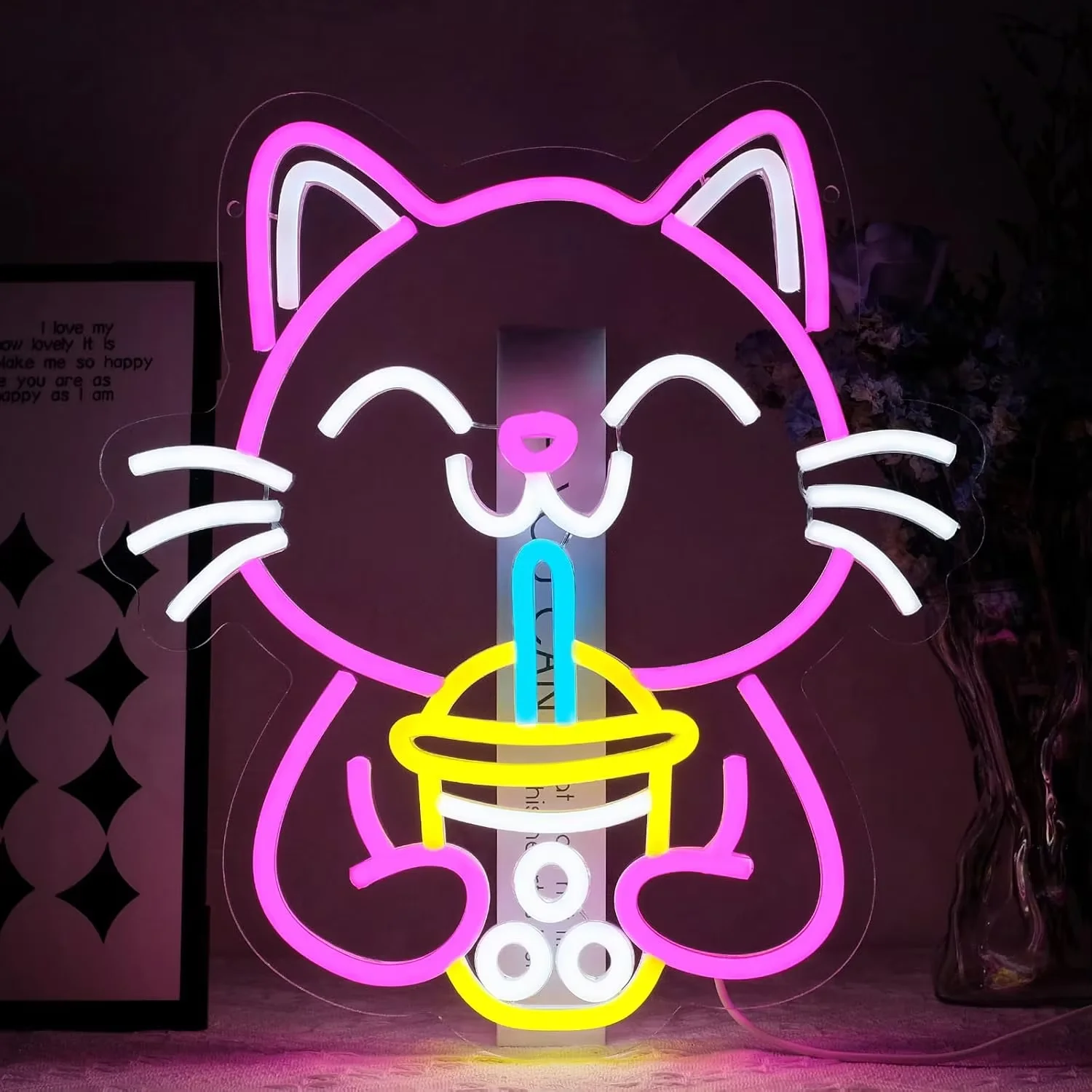 

Неоновая вывеска Cat Boba Tea Wanxing