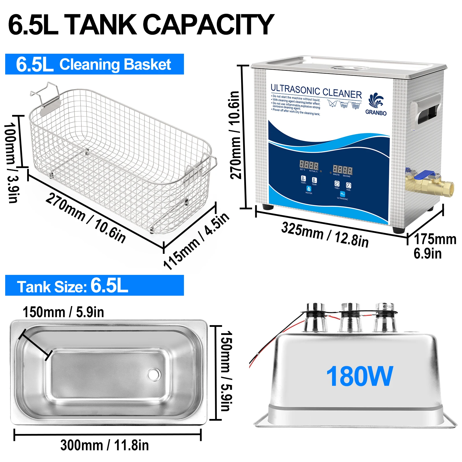 

Granbo Цифровой ультразвуковой очиститель 800 мл