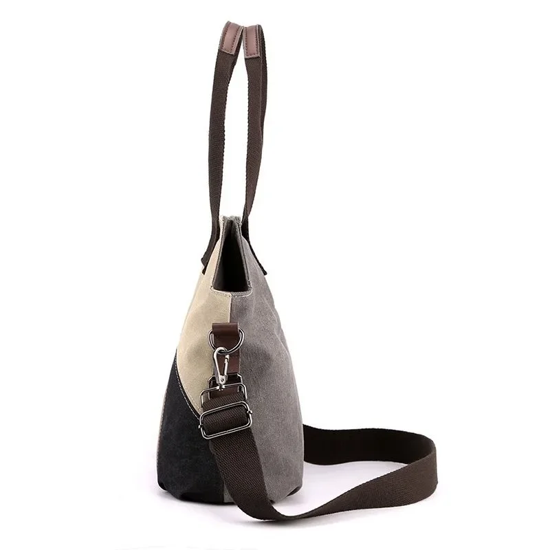 Модная Холщовая Сумка-тоут Splice для женщин Стильная вместительная сумочка через