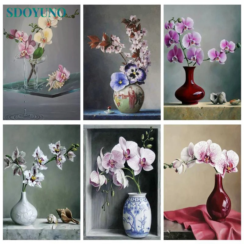 

SDOYUNO Originality DIY Wall Art Gift Flowers Painting By Numbers Gift Frame Canvas Hand-Painted Simple But Elegant Illustration