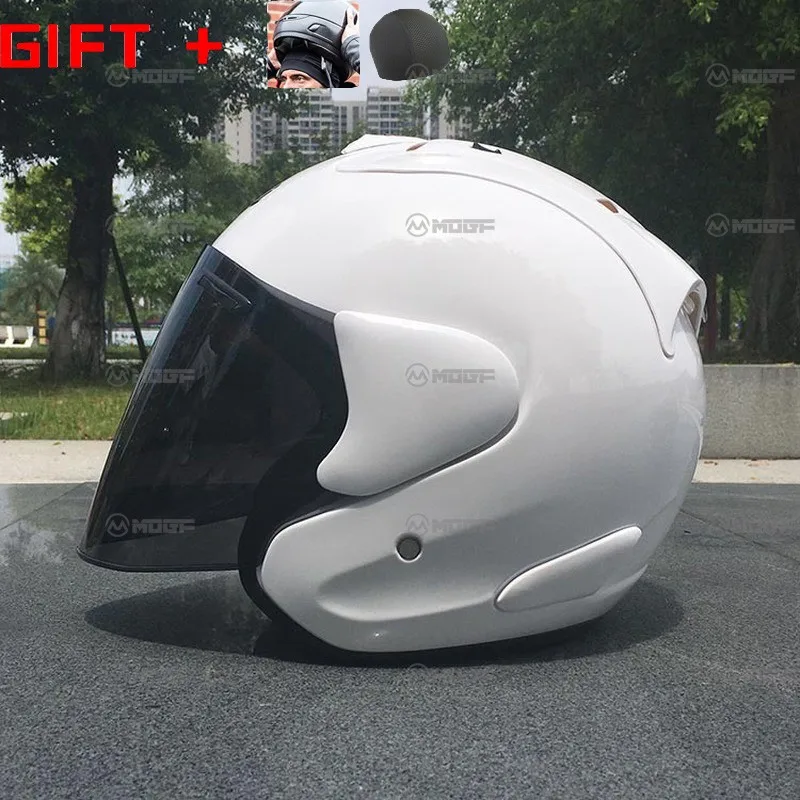 NEW Half Open Face Motorcycle Helmet White Riding Motocross Racing Motobike Helmet Four Seasons Riding Safety 3/4 Helmet Unisex