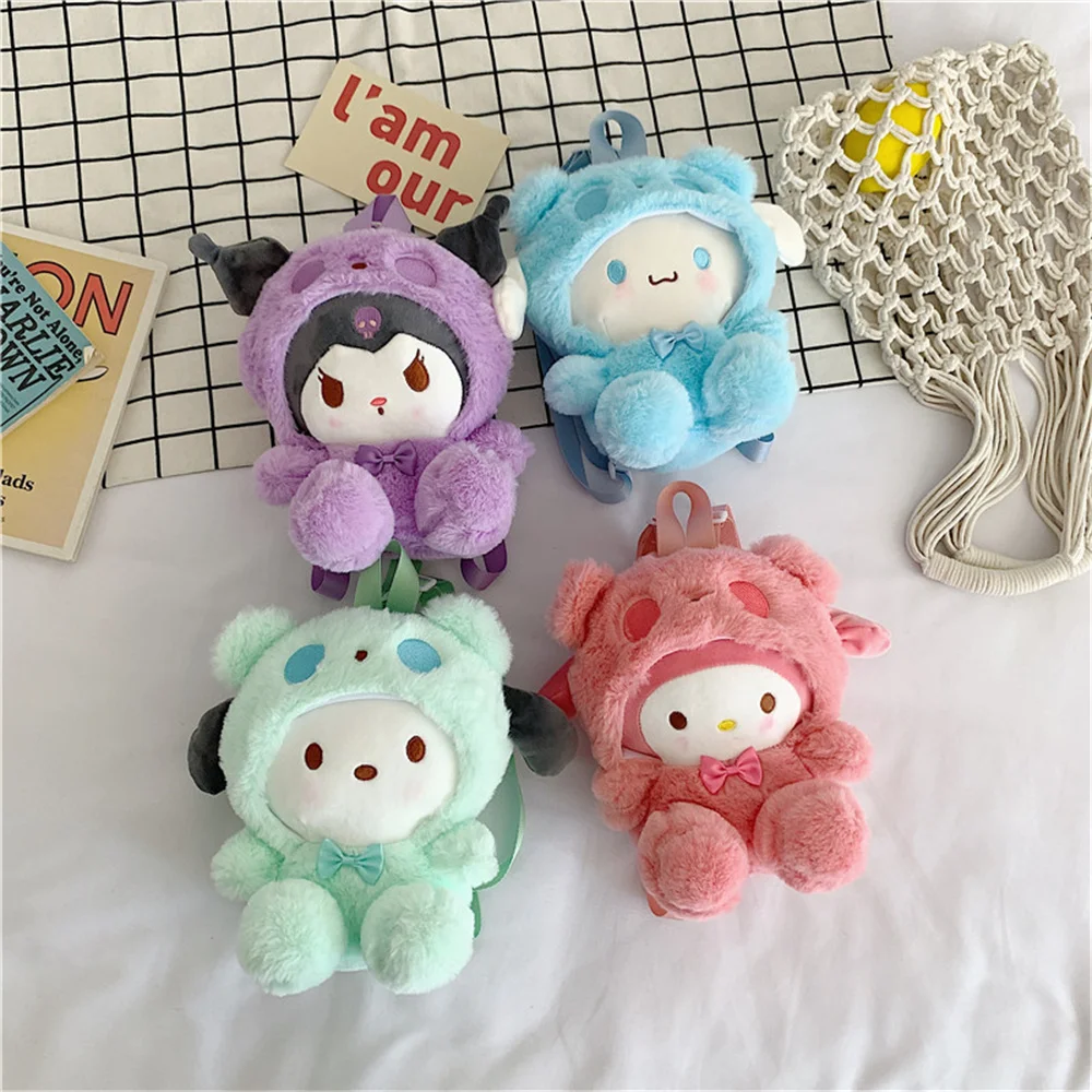 

Anime 산리오 가방 Sanrio Plush Backpack Kuromi Cinnamoroll Plushie Bag My Melody Pochacco Stuffed Backpacks for Girls Birthday Gifts