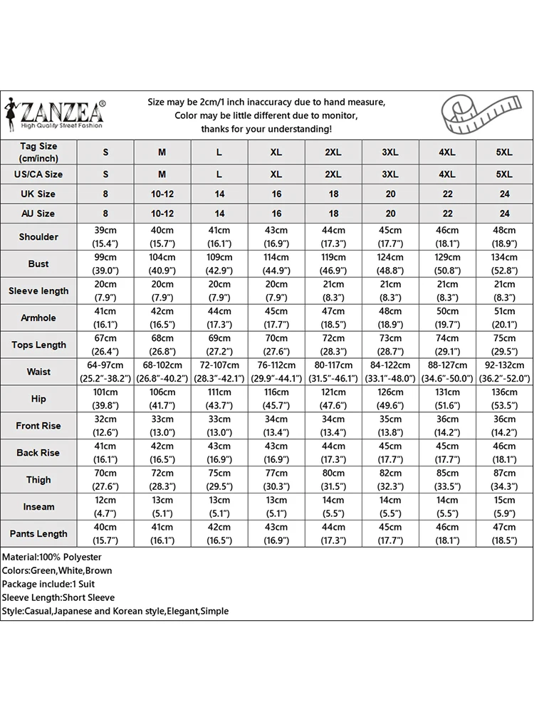 Женский комплект из 2 предметов ZANZEA лето 2024 рубашка с коротким рукавом топ и брюки