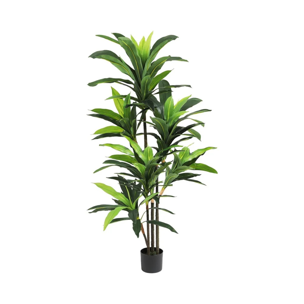 Фото Искусственное растение Dracaena для дома, высота 4 фута/5 футов, декоративное искусственное дерево в горшке с регулируемыми ветвями и листьями №2