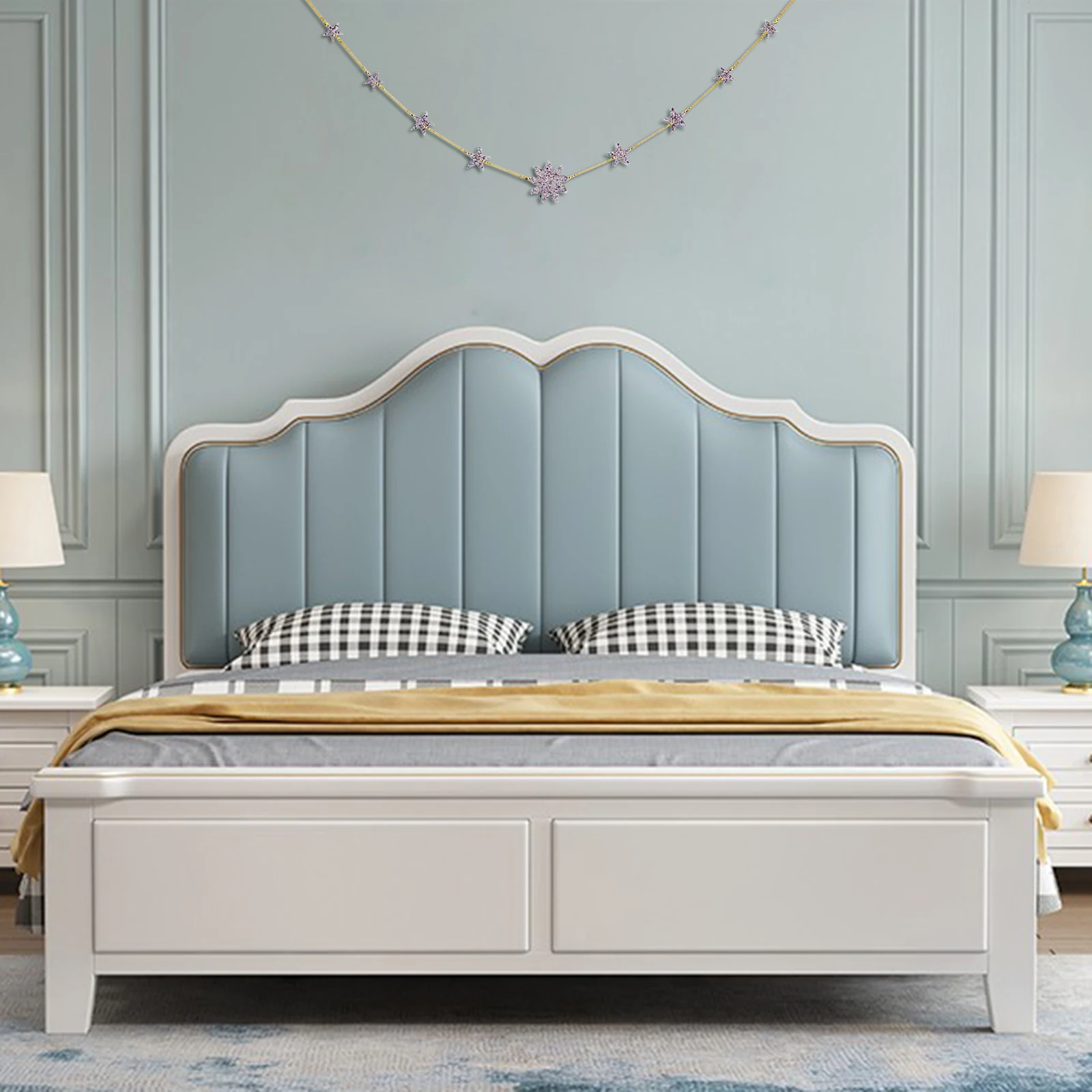 Sun Star Garland Resin Hanging Ornaments Natural Crystal Chips Mineral Gemstone Craft Golden Chain For Photo TV Wall Room Decor