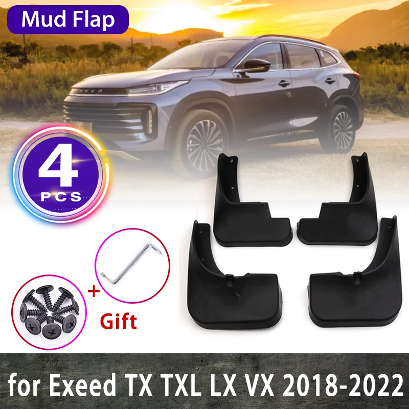 

for Chery Exeed TX TXL 2022 2021 VX LX 2020 2019 2018 Mud Flaps Splash Mudguards Rear Fender Guard Car Styling Parts Accessories