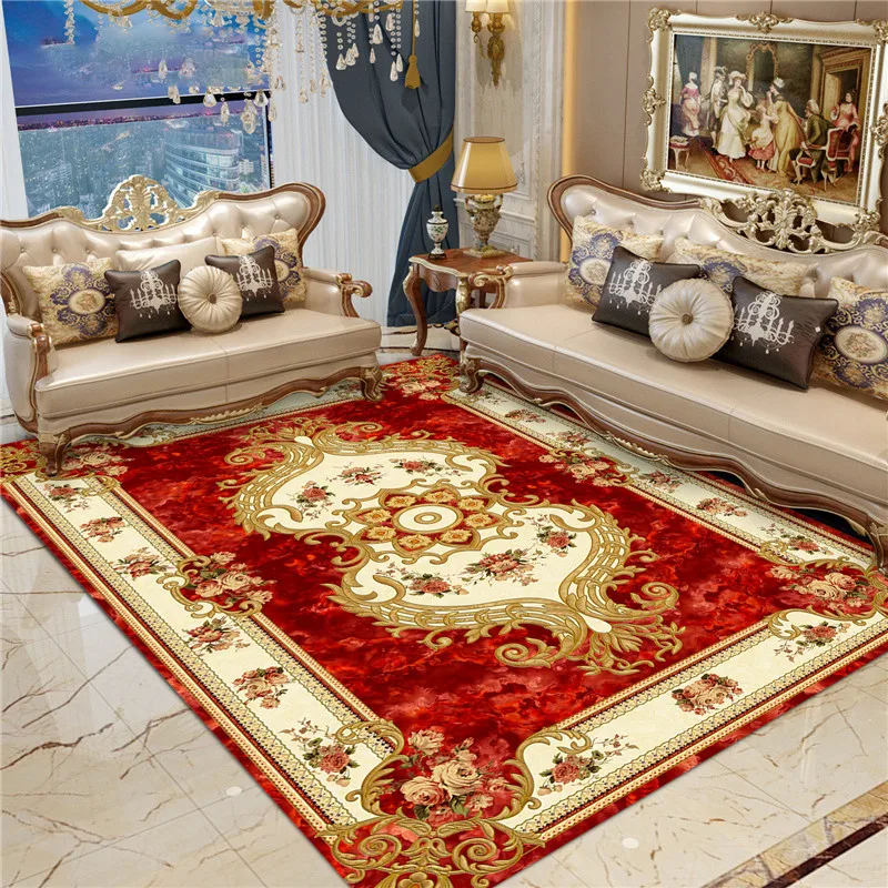 

European Classical Style Living Room Large Area Carpet Persian Carpet Wave Bedroom Bedside Decor Carpet Washable Non-Slip Mat