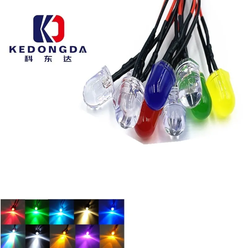 

10PCS 10mm LED lamp bead 220V ultra-bright signal indicator with line 20CM