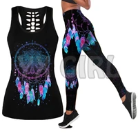 feather native yoga 3d printed tank toplegging combo outfit yoga fitness legging women