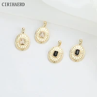 14k gold plated brass micro mosaic crystal zircon oval necklace charms diy jewelry making supplies pendants wholesale lots