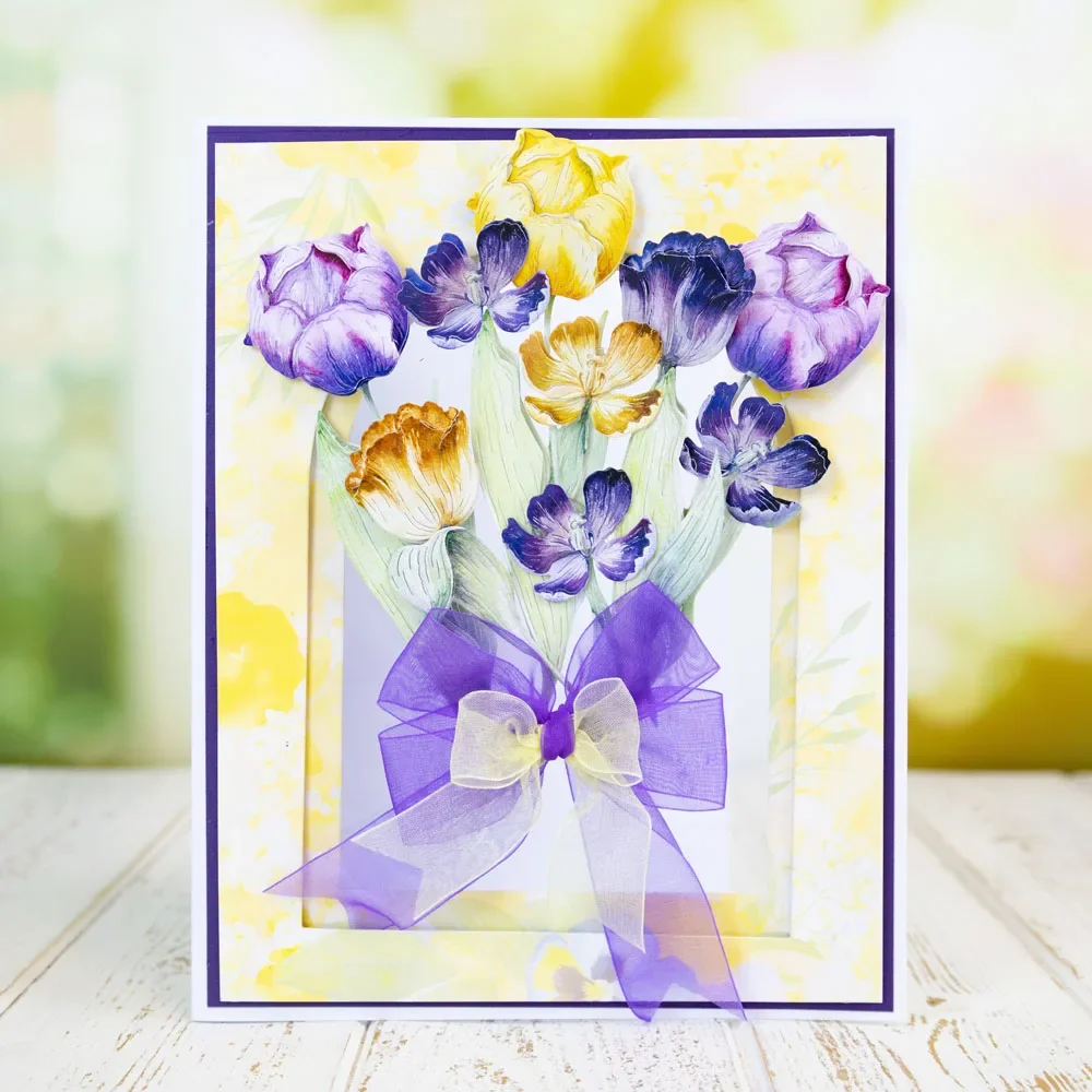 Край тюльпана цветок месяца тюльпан сборка букета поверх металлических штампов