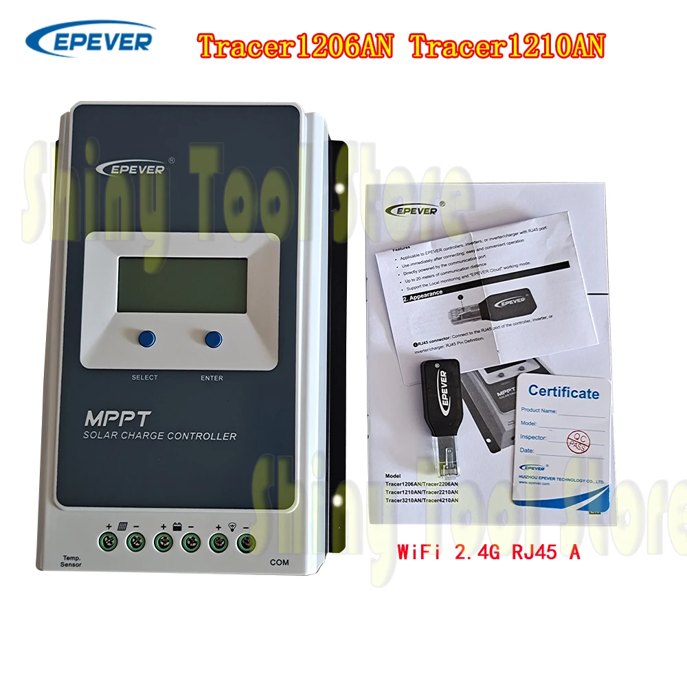Контроллер заряда солнечной батареи EPever MPPT Tracer1206AN 1210AN Blacklight LCD, солнечный регулятор 12 В 24 В PV100V WiFi 2,4G RJ45 A