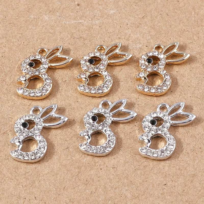 

10pcs 16x19mm Cartoon Crystal Animal Rabbit Charms for Jewelry Making Girls DIY Drop Earrings Pendants Necklaces Crafts Supplies