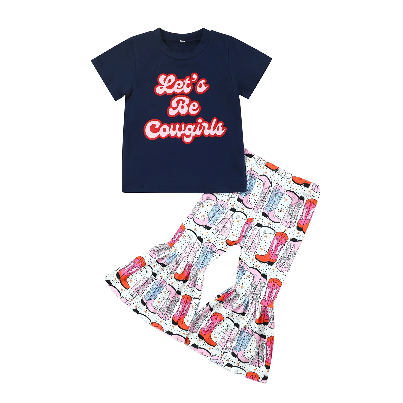 

Комплект одежды Lioraitiin для маленьких девочек от 0 до 6 лет, 2022-03-11, комплект из 2 предметов, летняя рубашка с коротким рукавом и буквенным принтом, топ, расклешенные брюки