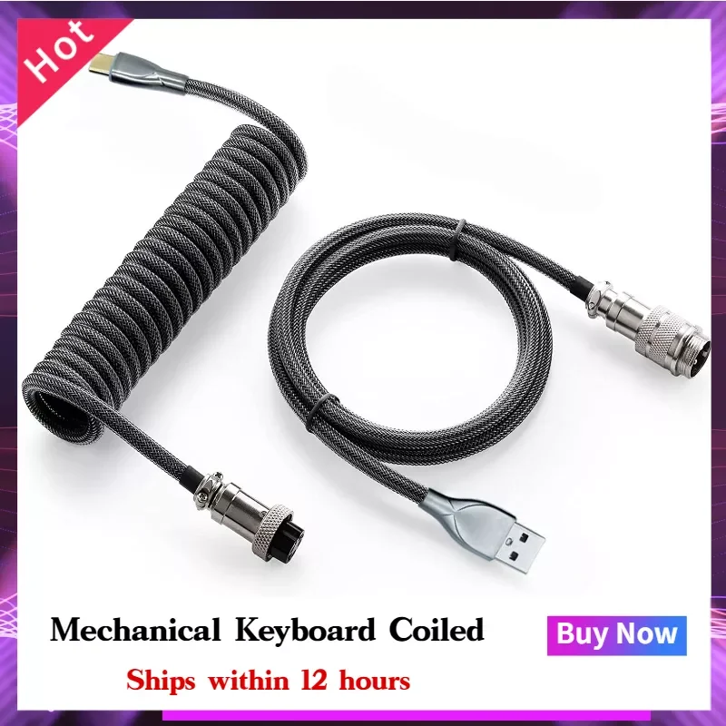 Mechanical Keyboard Coiled Cable Wire Type C USB Cable Computer Aviation Connector Mechanical Keyboard Aviator Charging Cord