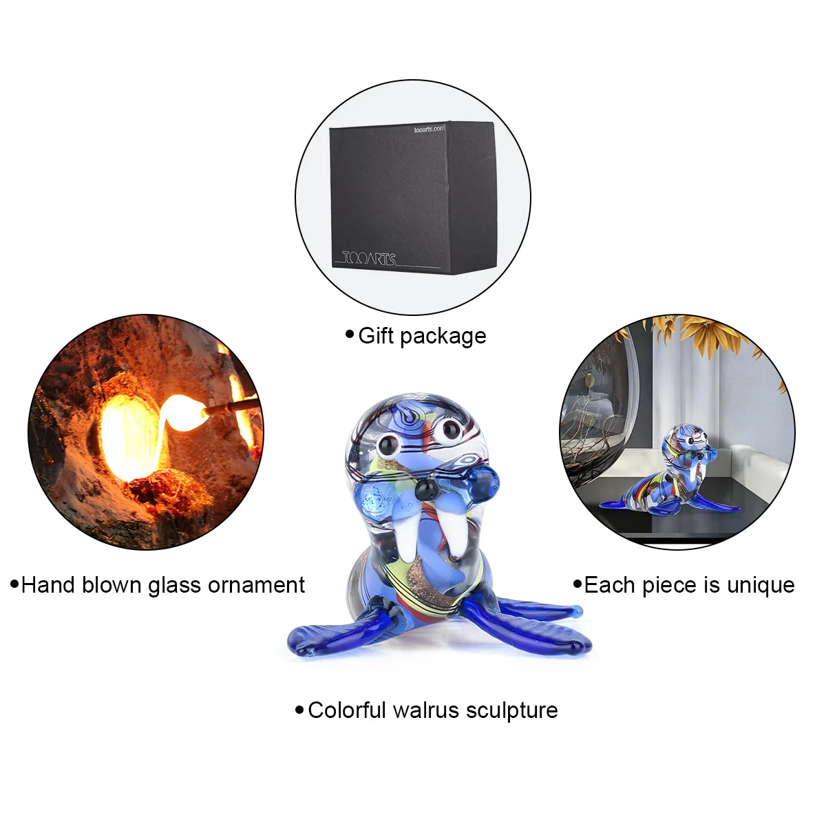 Tooarts красочная морская скульптура ручной работы стеклянное Украшение Фигурка
