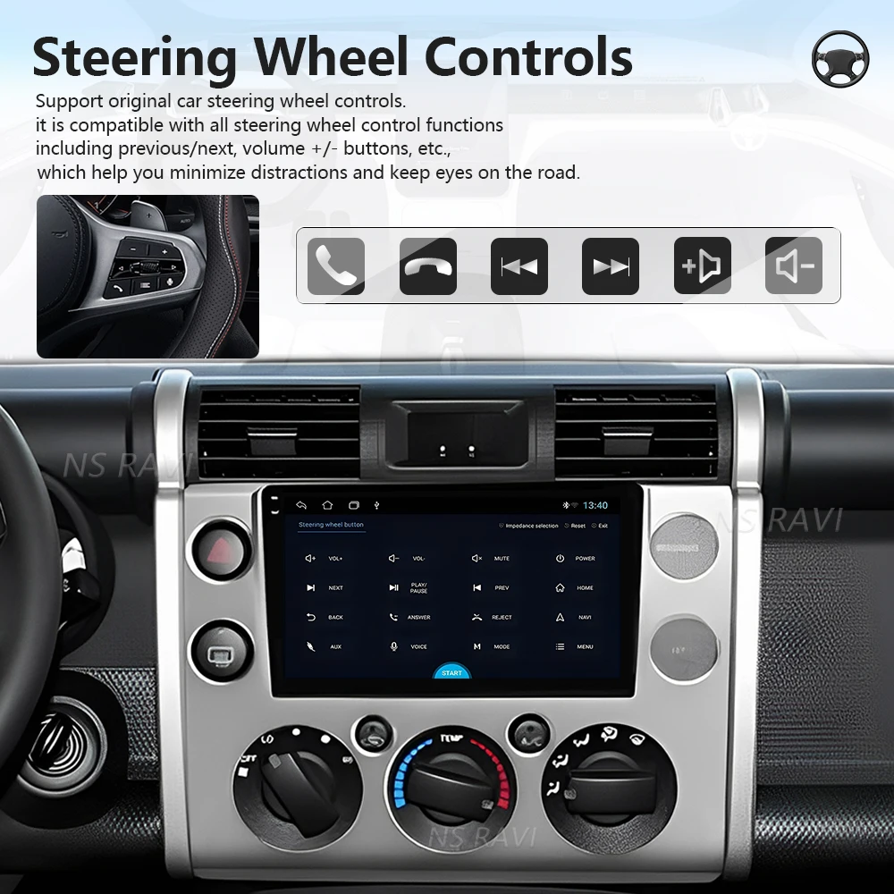 Фото Для Toyota FJ Cruiser J15 2006-2020: Мультимедийная система Carplay Auto Qualcomm DSP с Bluetooth, камерой 360° и беспроводным Android 16 на базе Snapdragon №2