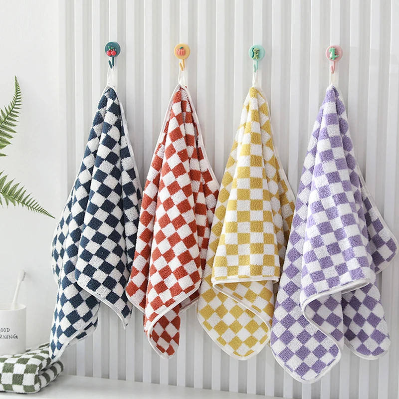 

Retro Checkerboard Plaid Long-Staple Cotton Towel Soft Skin-Friendly Face Towels Absorption Bathtowel for Home & Hotel Supplies