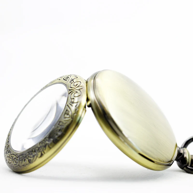 Fashion Mechanical Pocket Watch Carved Vintage Roman Numerals Display Belt Chain Pendant Clock Men's Ladies Gift