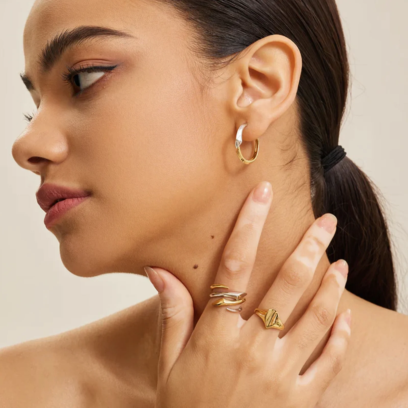 VEWANT стерлингового серебра 925 пробы золото нерегулярное регулируемое открытое