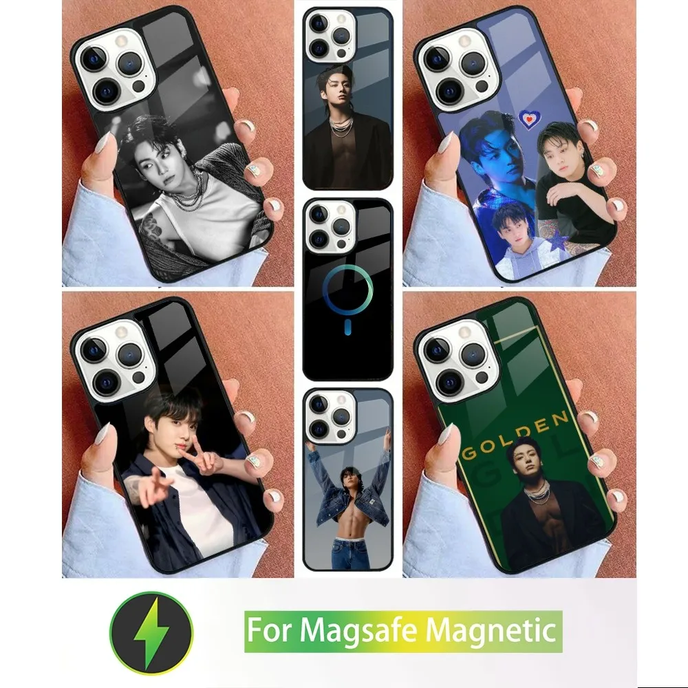 Чехол для телефона Kpop J-JungKookS iPhone 15 14 13 12 11 Plus Pro Max Mini Magsafe магнитная Беспроводная