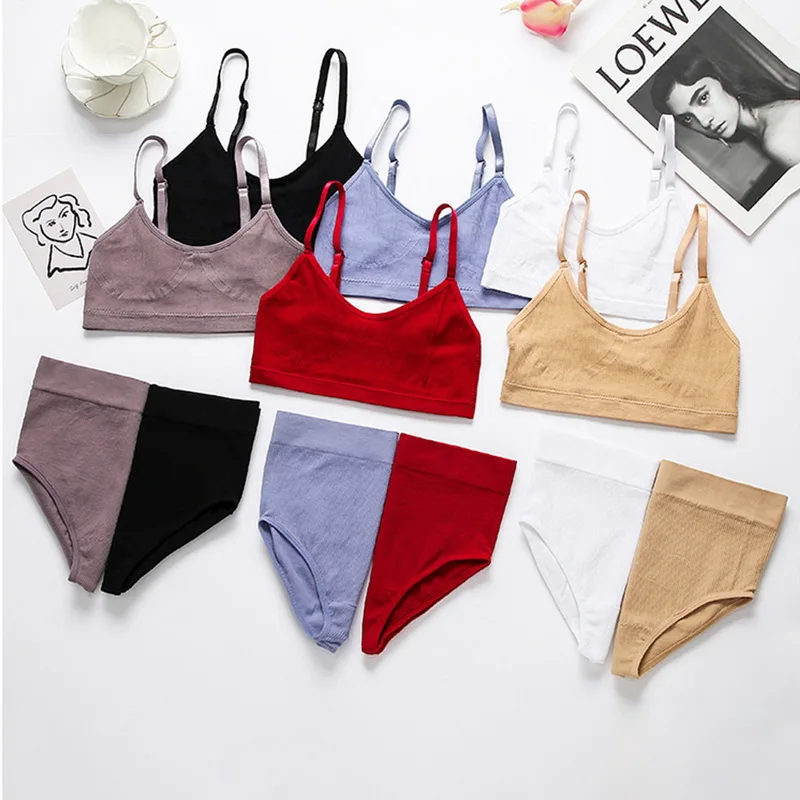 Однотонные комплекты бикини с пуш-ап и перекрестными лямками женские