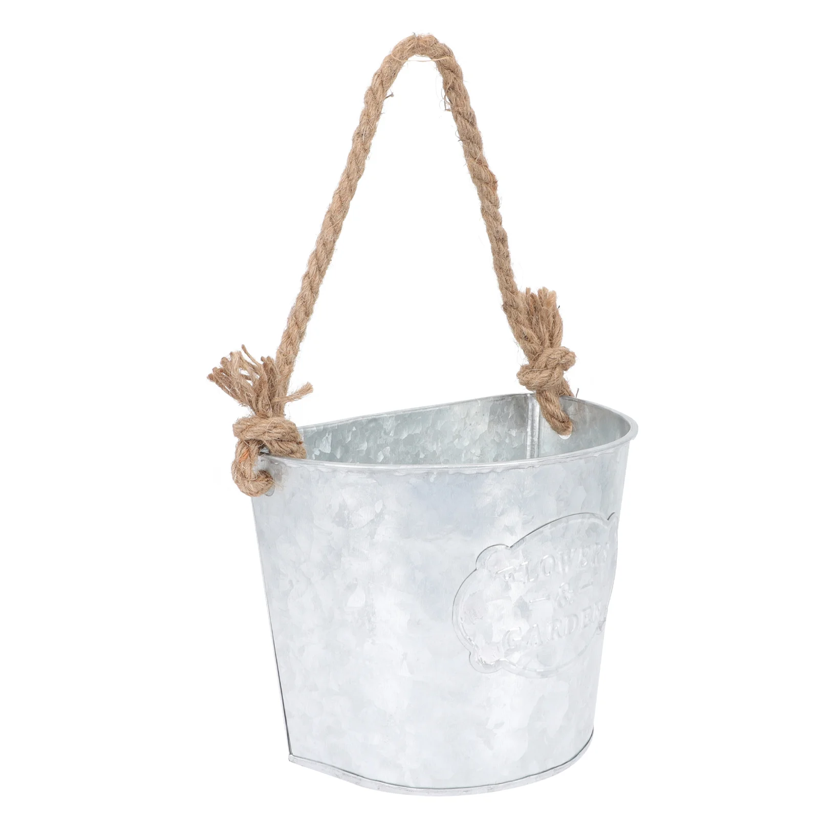 

Flower Wall Metal Hanging Pots Farmhouse Vase Planter Rustic Galvanized Iron Pot Decor Flowerpot Handles Rope French Bucket