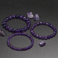 5a natural amethyst bracelet women couple natural stone bracelet purple quartz bracelets 6 8 10mm bead bangles jewelry gifts