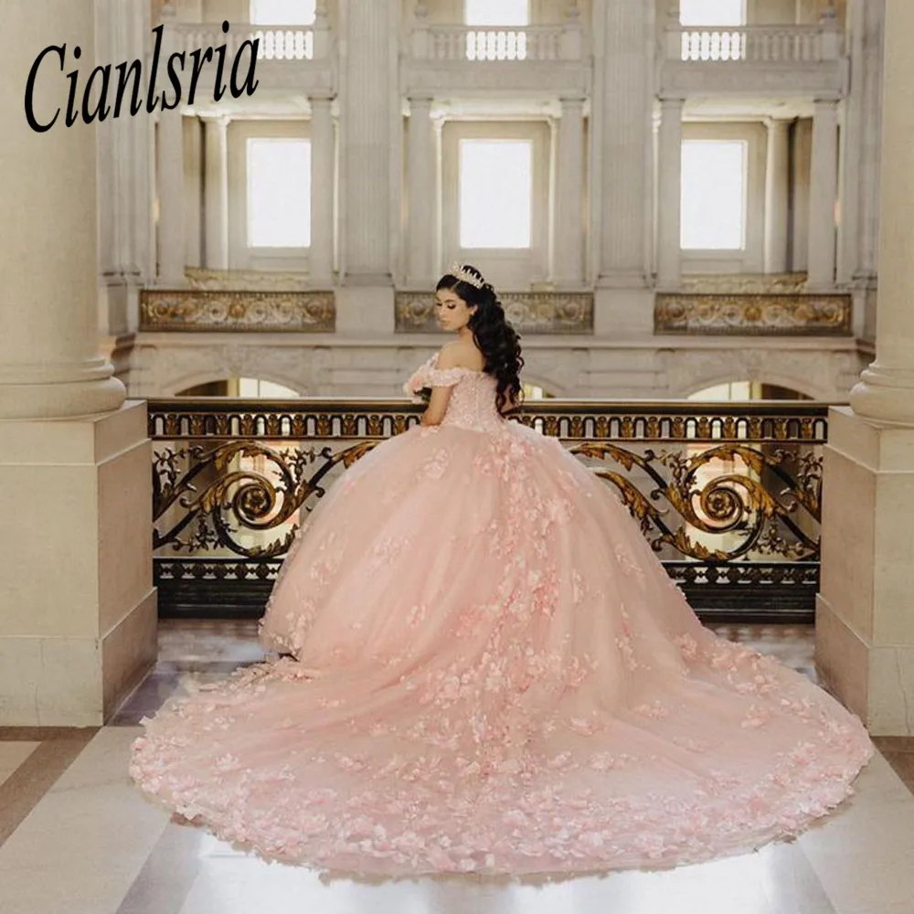 

Роскошные розовые платья Quinceanera 2023 платья с открытыми плечами для вечеринок аппликация милое 16 платье на шнуровке на день рождения на заказ