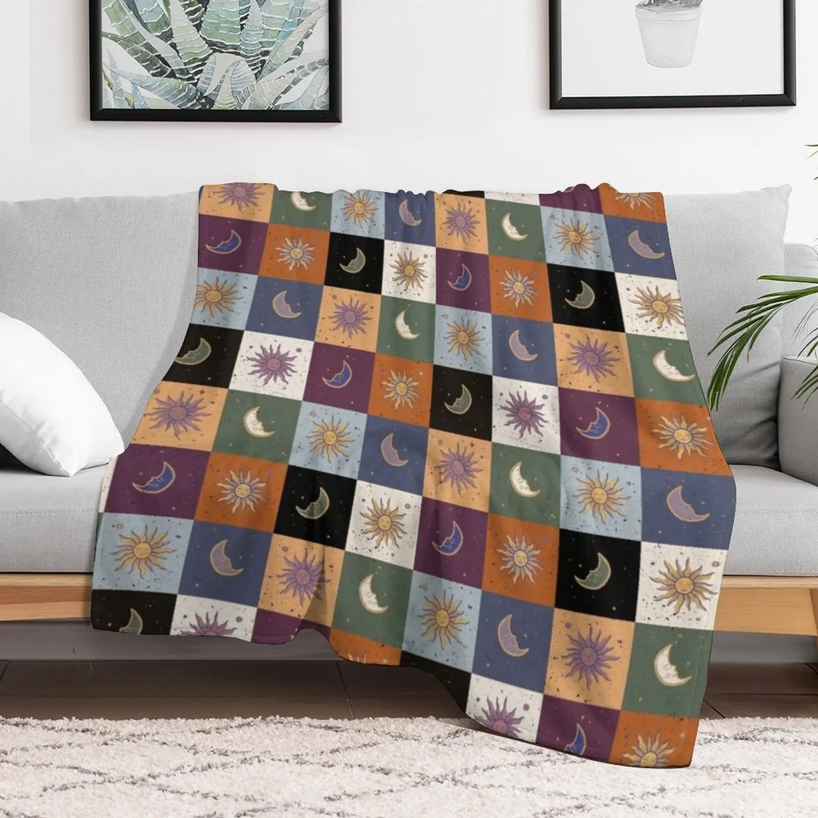 Мистический шахматный узор (Луна солнце) плед одеяло Аниме Манга одеяла