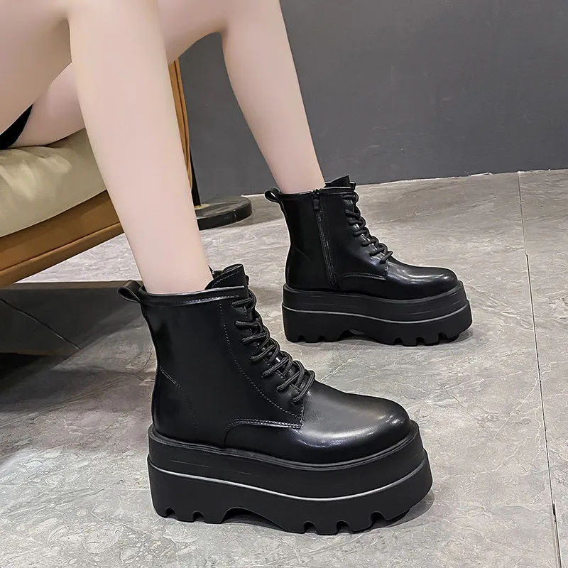 

Женские ботинки на шнуровке, с круглым носком, на каблуке 2022 см, 35-39