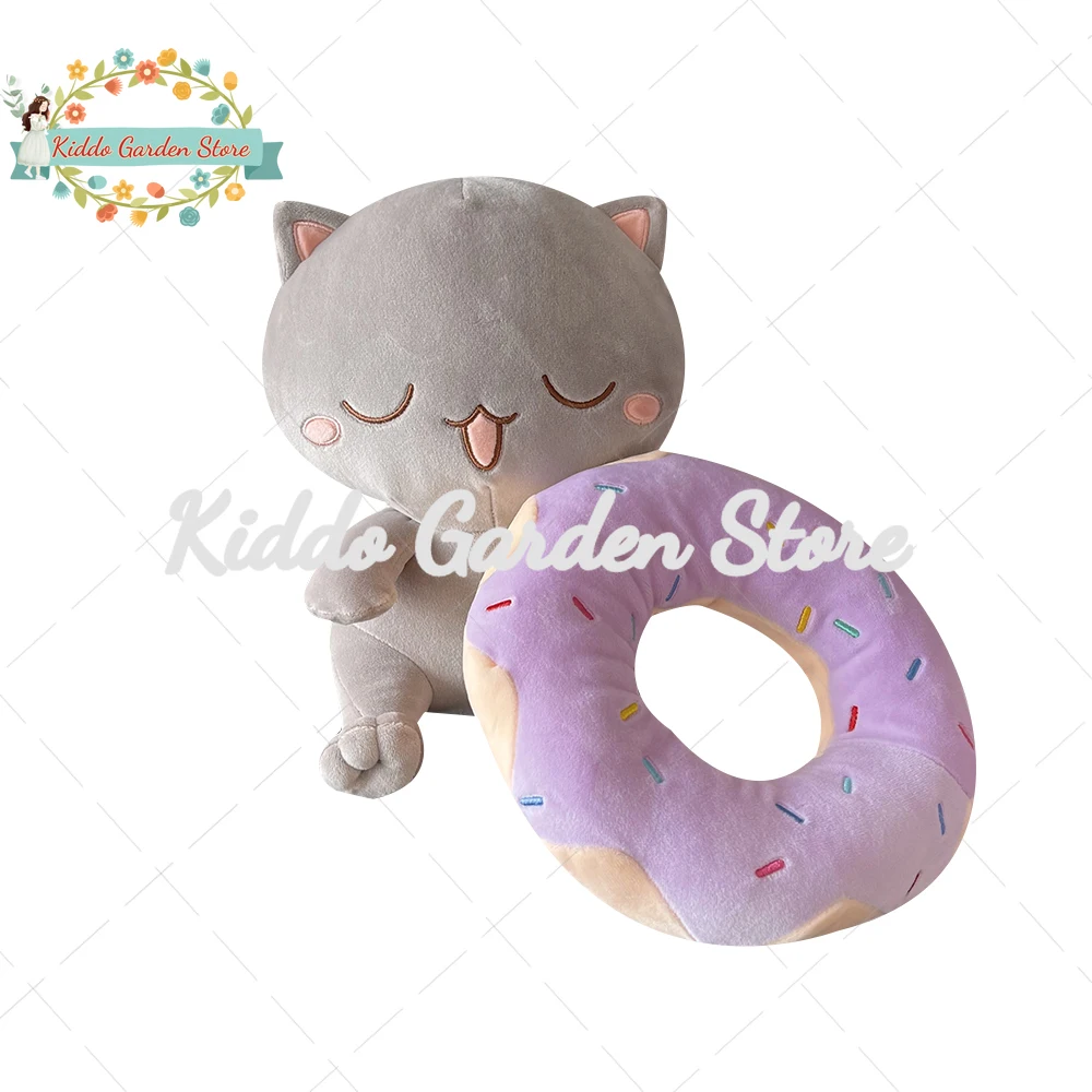 Симпатичная серая подушка в виде улыбки кошка-пончик плюшевые игрушки мягкие