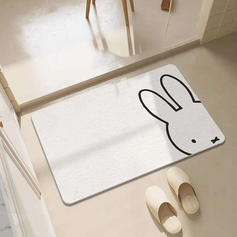 Фото Милый коврик для пола Miffy, простой впитывающий быстросохнущий противоскользящий коврик для туалета, коврик для ванной комнаты №2
