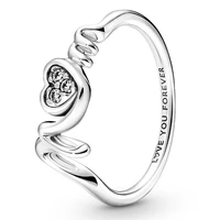 authentic 925 sterling silver moments mum pave heart ring for women wedding party europe pandora jewelry