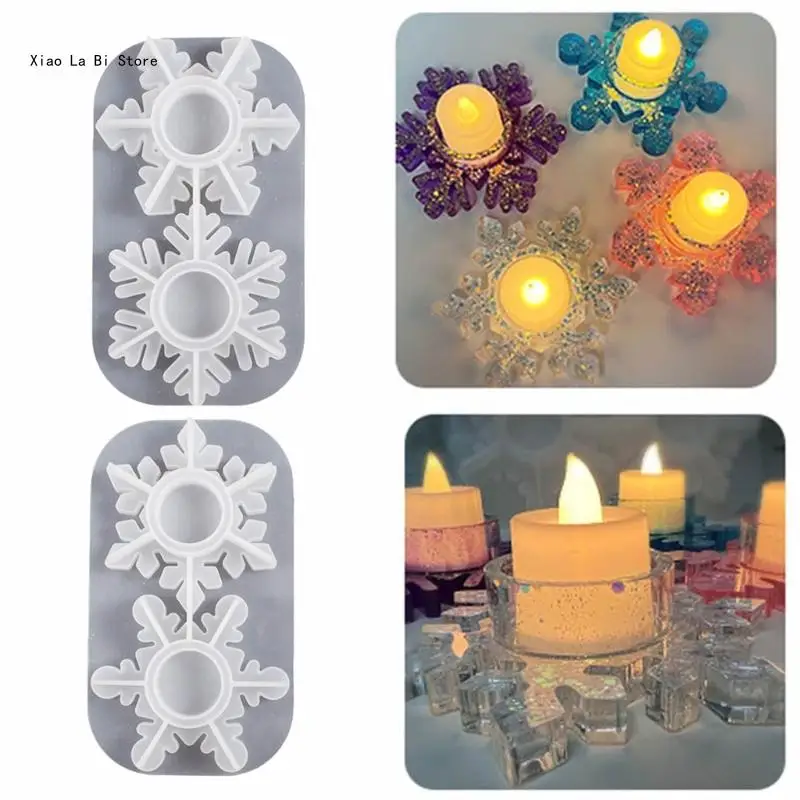 

XXFD DIY Snowflake Candle Holder Silicone Mould Great for Christmas Decoration Crystal Candlestick Resin Molds