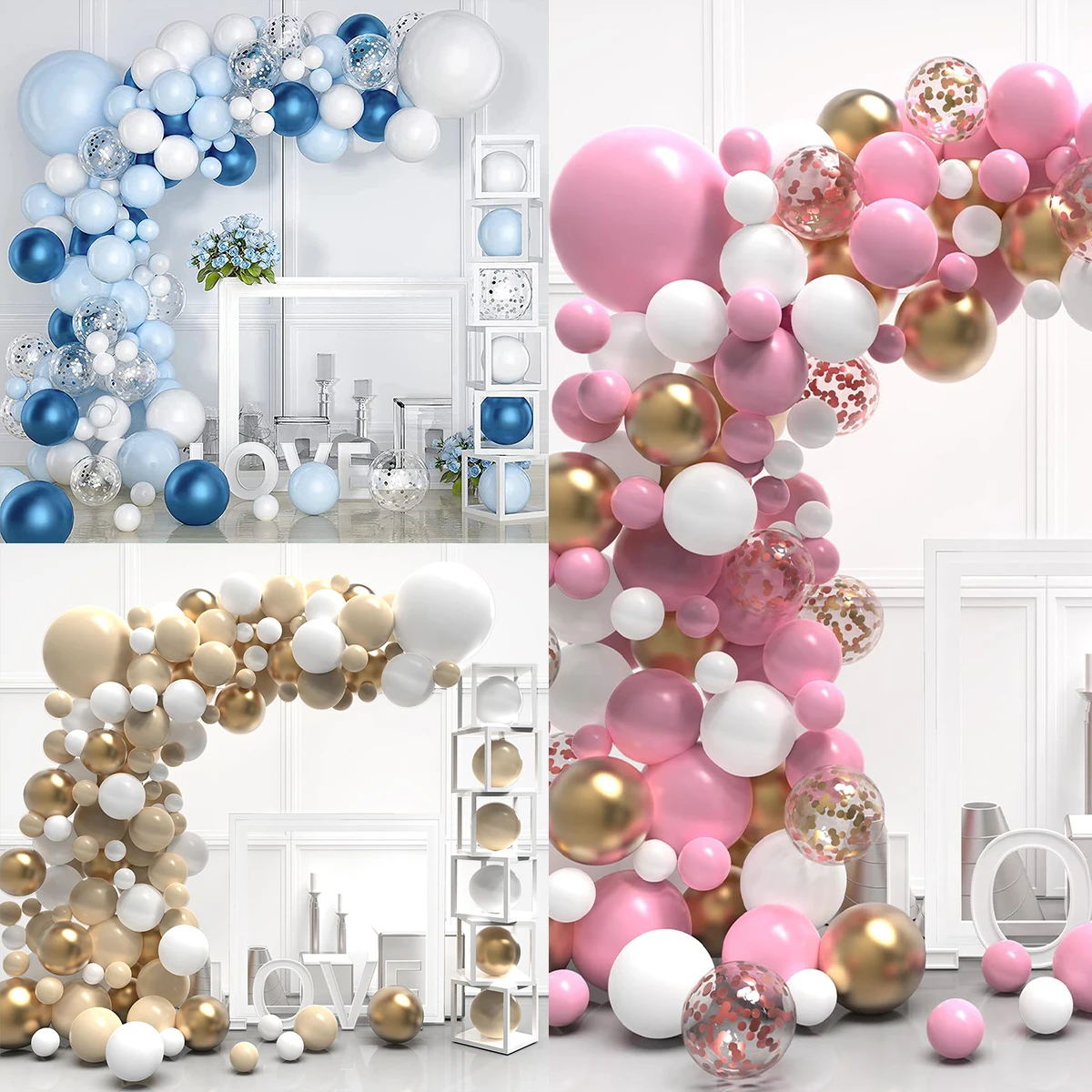 Детские синие и белые фотообои для дня рождения свадебные украшения набор