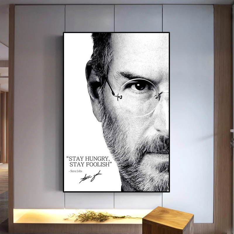 

Jobs Steve Classice Figure Portrait Motivational Quote Canvas Paintings Posters Pictures Wall Art for Living Room Home Decor