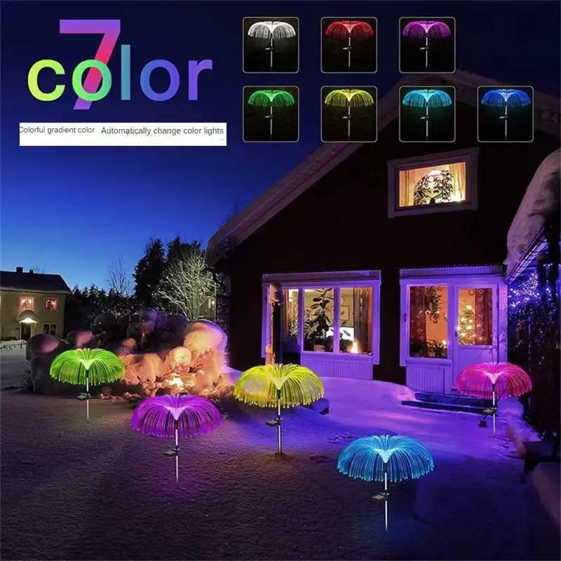 

LED 7color Solar Lawn Garden Lamp Outdoor Lawn Lamp Waterproof Optical Fiber Jellyfish Lamp For Road/yard/party Decoration