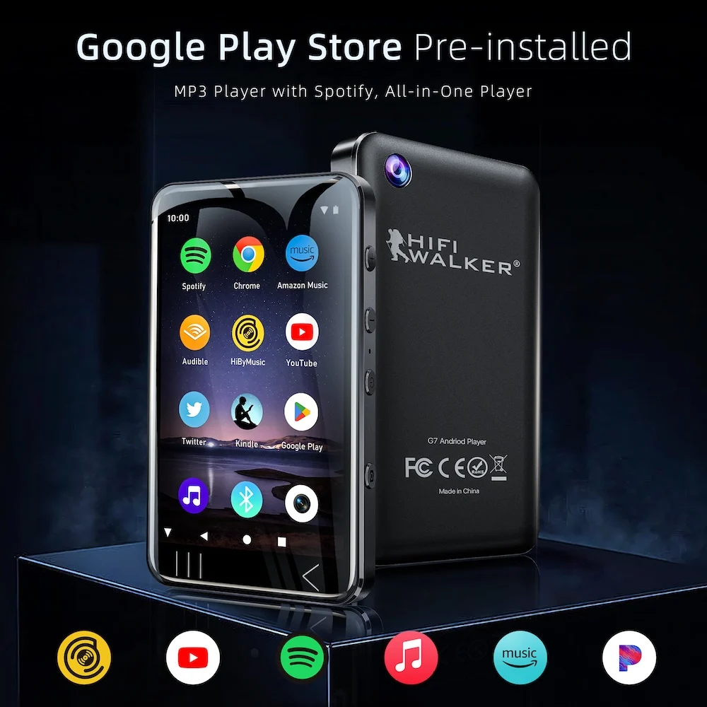 Фото Bluetooth MP3-плеер MP4 Android с Wi-Fi, потоковая передача Spotify, lossless FLAC WAV WMA, 50 часов воспроизведения, карта TF 128 ГБ №1